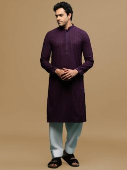Sanwara - Purple Chikankari Kurta with Salwar (Set of 2)