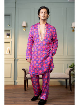 Lavina sippy - Silk Printed And Embroidered Collar Kurta