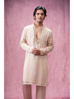 Lavina sippy - Printed Silk Kurta With Embroidered Bandhi