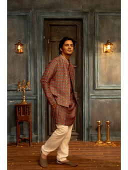 Lavina sippy - Printed Silk Kurta With Embroidered Bandhi