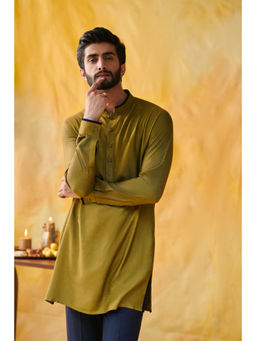 Philocaly - Olive Slim Fit Solid Kurta