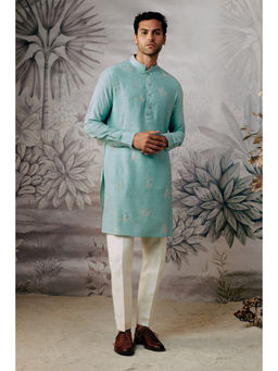 Philocaly - Panchi Slim Fit Embroidered Blue Kurta