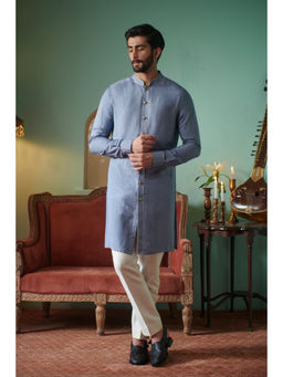 Philocaly - Frosty Regular Fit Solid Blue Kurta