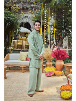 Philocaly - Raag Set Slim Fit Embroidered Bandi And Kurta With Pant