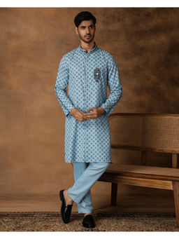 ISHA GUPTA TAYAL - Powder Blue Booti Print Kurta and Pant Set