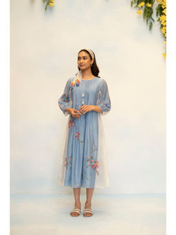 AM by Anita Mittal - Meher Mul Chanderi Blue Kurta