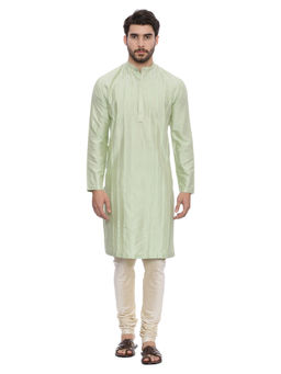 MAYANK MODI - Green Silk Blend Kurta Set With Churidar