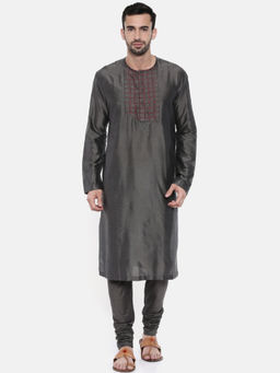 MAYANK MODI - Charcoal Grey Embroidery Kurta