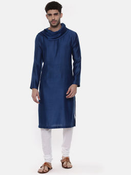 MAYANK MODI - Blue Cowl Linen Silk Kurta