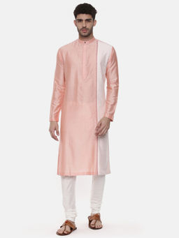 MAYANK MODI - Pink Ivory Embroidered Silk Kurta