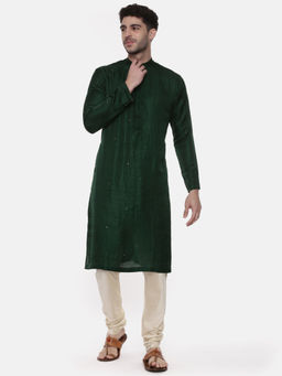 MAYANK MODI - Green Silk Slub Mukaish Kurta