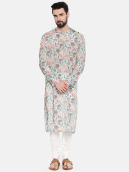 MAYANK MODI - Green Printed Muslin Kurta Set With Churidar