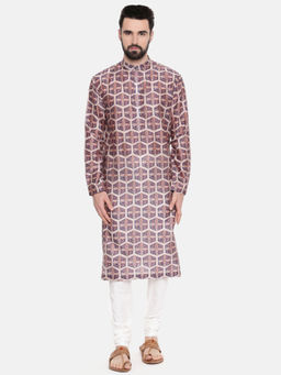 MAYANK MODI - Silk Chanderi Printed Kurta Set With Churidar