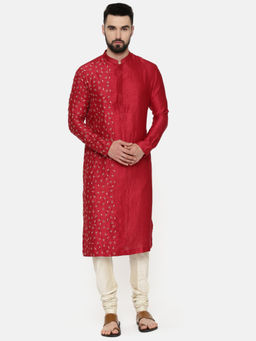 MAYANK MODI - Red Hand Emboidered Kurta