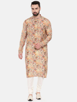 MAYANK MODI - Pink Printed Muslin Kurta Set With Churidar