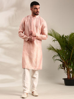 MAYANK MODI - Peach Chanderi Kurta Set With Churidar