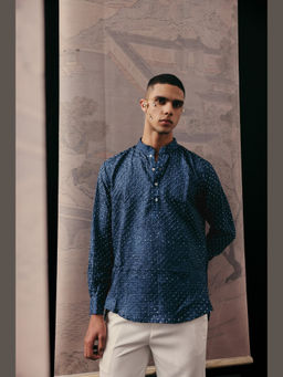 Twenty Nine - Silk Rai Bandhani Teal Kurta