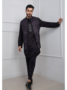 SMRITI - Black Obsidian Nehru And Zipper Kurta and Pant