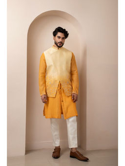 SMRITI - Yellow Sweet Nectar Kurta and Pant with Nehru Jacket