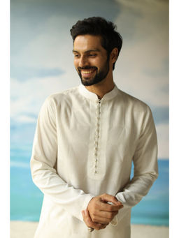 Philocaly - Milkyway Regular Fit Embroidered White Kurta