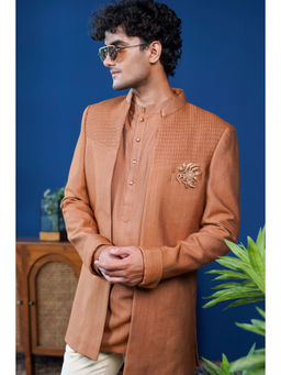 Philocaly - Ujjwal Rust Kurta With Jacket