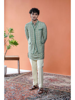 Philocaly - Aariv Set Slim Fit Stripe Bandi And Kurta