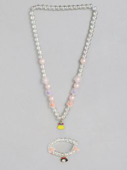 EL REGALO - Kids Girls Jewellery Necklace and Bracelet Combo White (Set of 2)