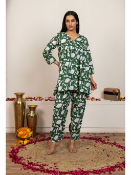 Sivi - Green Hand Block Printed Cotton Co-Ord Set