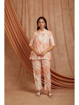 Sivi - Peach Printed Cotton Co-Ord Set