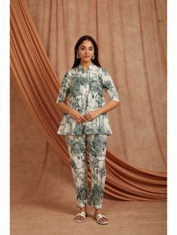 Sivi - White Printed Cotton Co-Ord Set