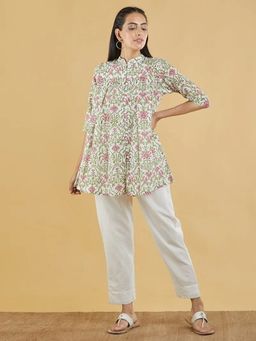 Sivi - Multicolor Hand Block Printed Cotton Mulmul Top with Pants