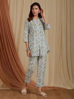 Sivi - Off White Hand Block Printed Cotton Co-Ord Set