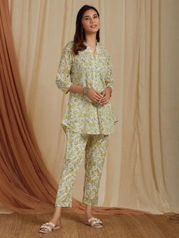 Sivi - Off White Hand Block Printed Cotton Co-Ord Set