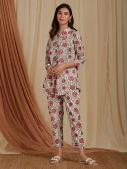 Sivi - Off White Handblock Printed Co-Ord Set