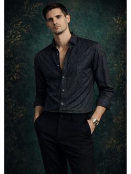 XKIND - Jonesburg Black Jacquard Slim Fit Formal Shirt