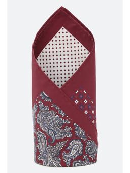 Louis Philippe - Men Maroon Print Party Pocket Square