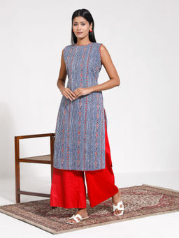 Vastramay - Womens Blue And Red Kurta Palazzo (Set of 2)