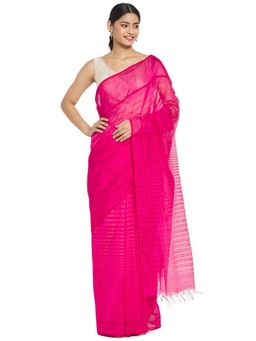Fabindia - Fuchsia Maheshwari Cotton Silk Sari