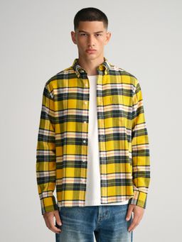 GANT - Men Yellow Checked Regular Fit Shirt