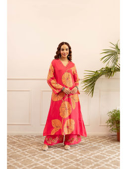 Nehamta - Womens Pink German Rayon Kurta with Palazzo