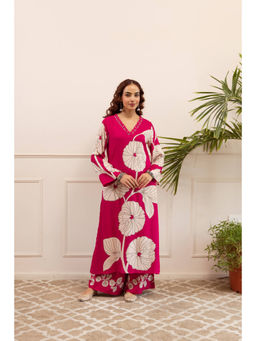 Nehamta - Womens Rani Pink German Rayon Kurta with Palazzo