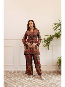 Nehamta - Womens Black Rayon Printed Kurti with Palazzo