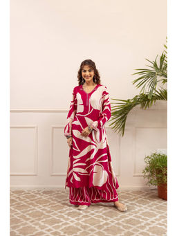 Nehamta - Womens Rani Pink German Rayon Kurta with Palazzo