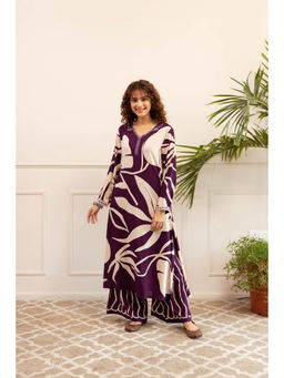 Nehamta - Womens Purple German Rayon Kurta with Palazzo