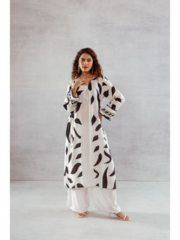 Nehamta - Womens White Printed Rayon Kurta with Palazzo