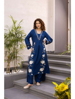 Nehamta - Womens Blue German Rayon Kurta with Palazzo