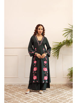 Nehamta - Womens Green German Rayon Kurta with Palazzo