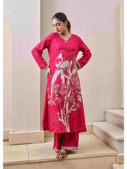 Nehamta - Womens Pink German Rayon Kurta with Palazzo