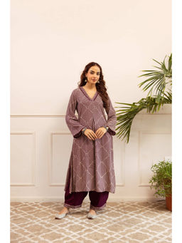 Nehamta - Womens Maroon German Rayon Kurta with Palazzo