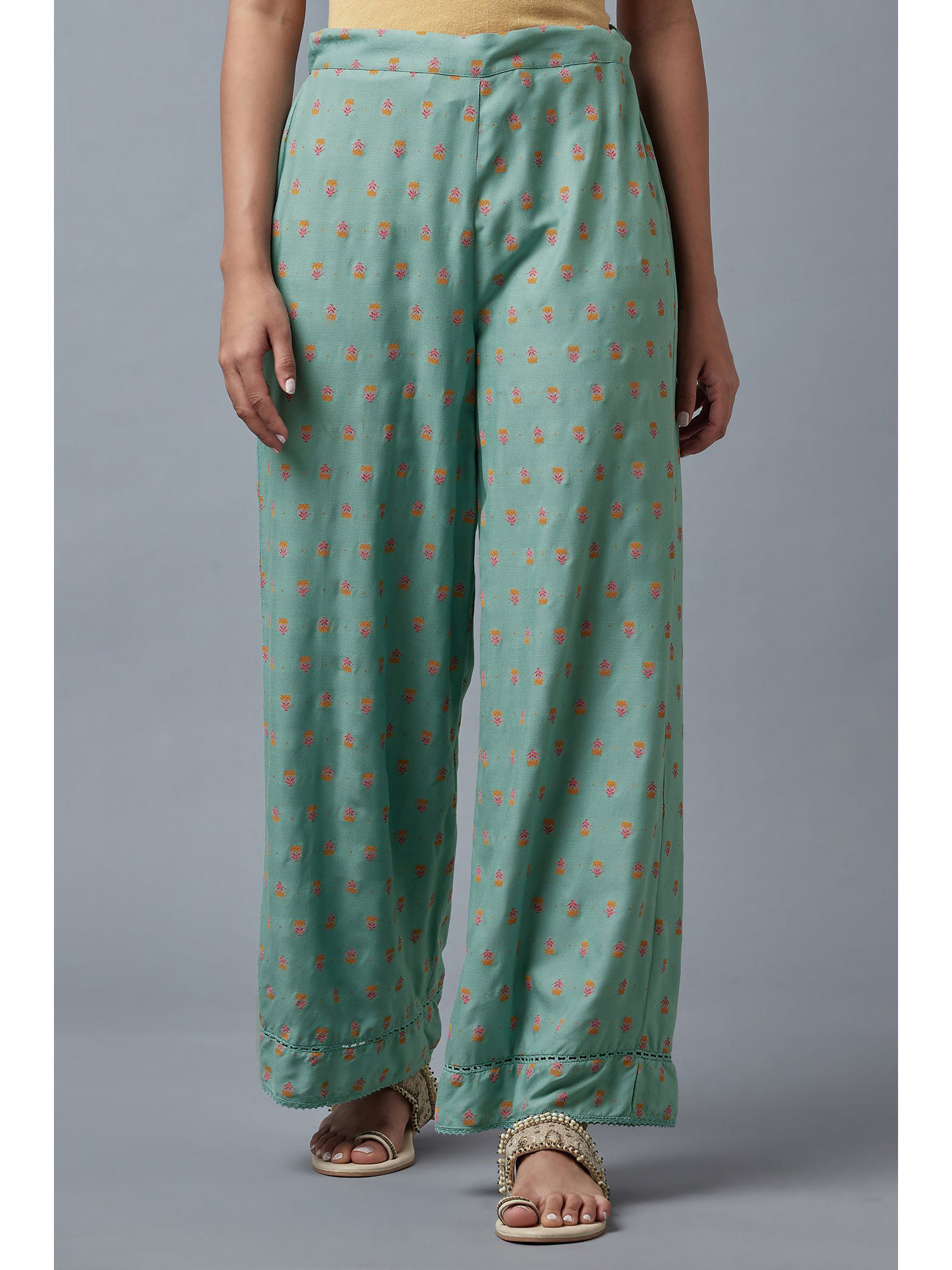 Blue Floral Parallel Pants-picture-19